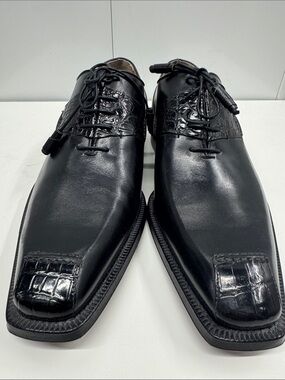 Romano Martegani Real Alligator 🐊 Leather Lace-Up Derby Shoes with Textured Vamp